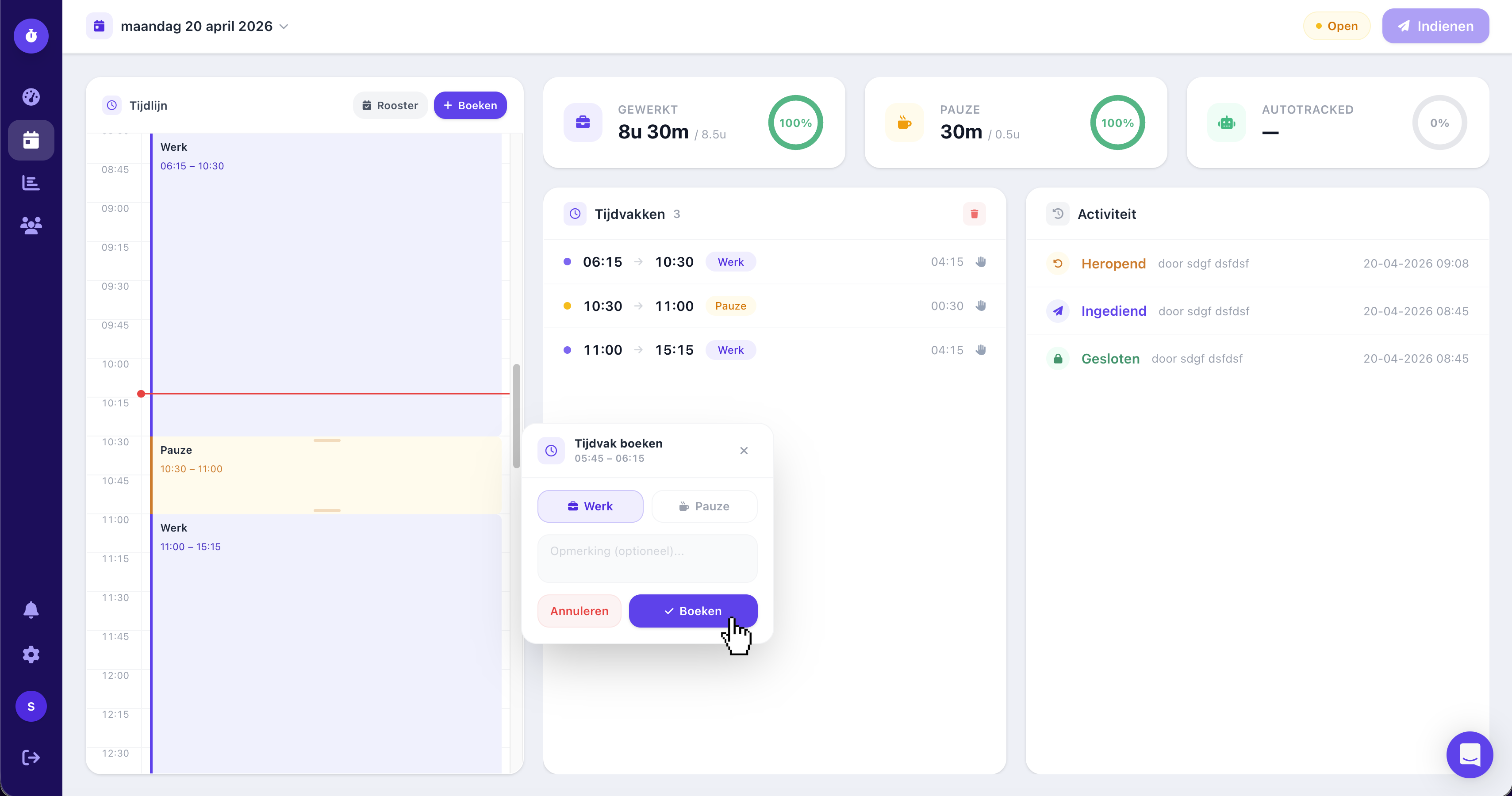 Clockr dashboard